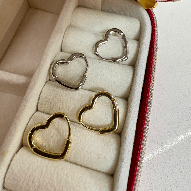 Stainless Steel Heart Huggie Earrings