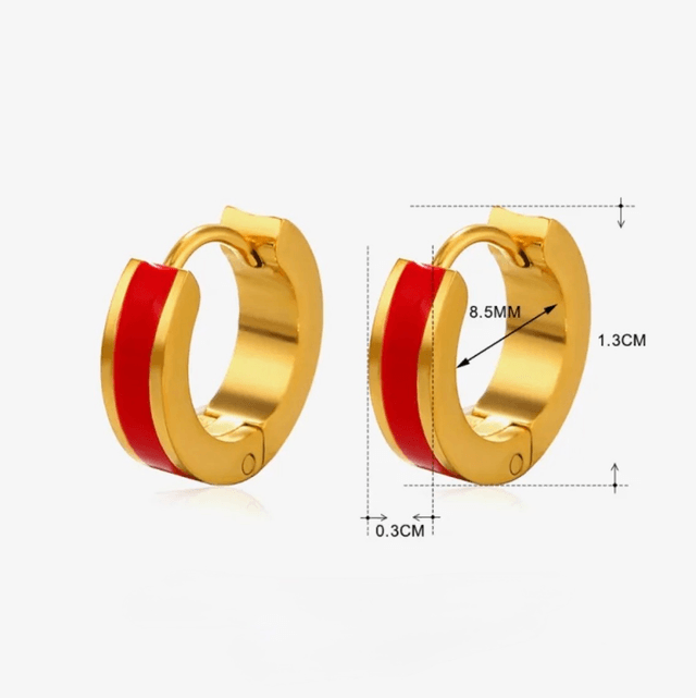 Stainless Steel Huggie Earrings Colour Block 