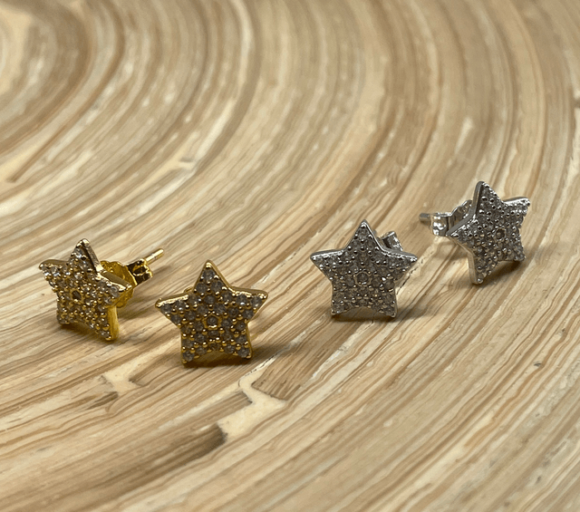 Sparkling Stars Sterling Silver Stud Earrings