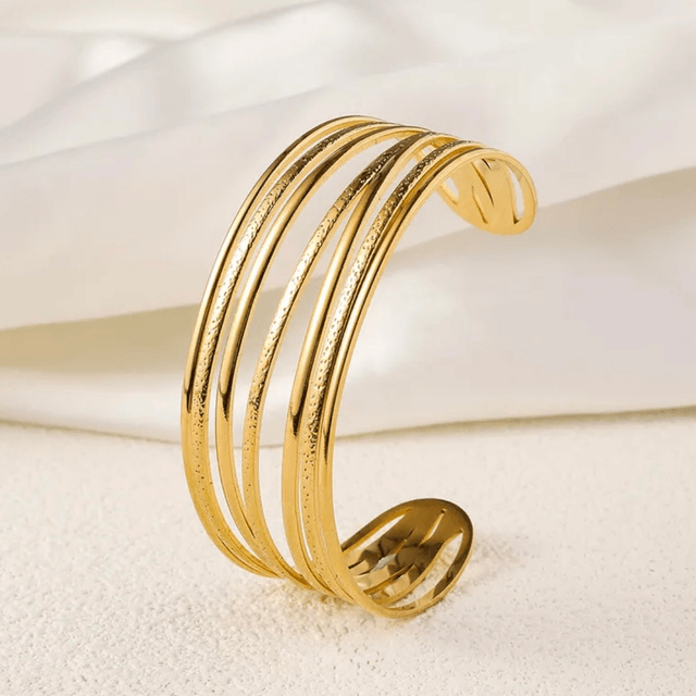 Stainless Steel Layers Gold Bangle