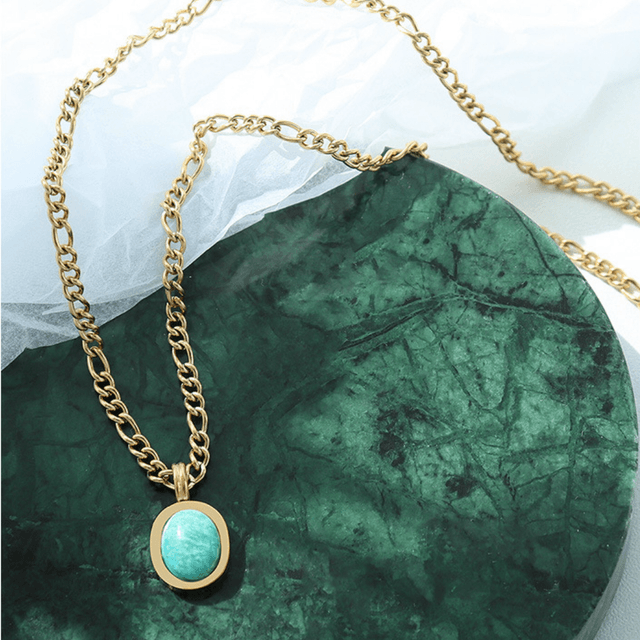 Natural Stone Stainless Steel Chain Necklace