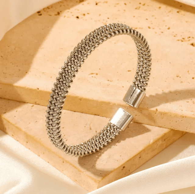 Stainless Steel Vintage Style Woven Bangle 