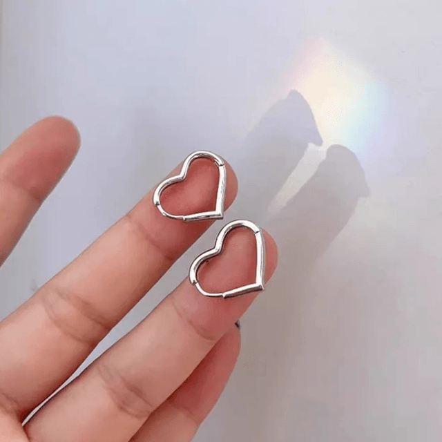 Stainless Steel Heart Huggie Earrings