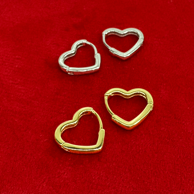 Stainless Steel Heart Huggie Earrings
