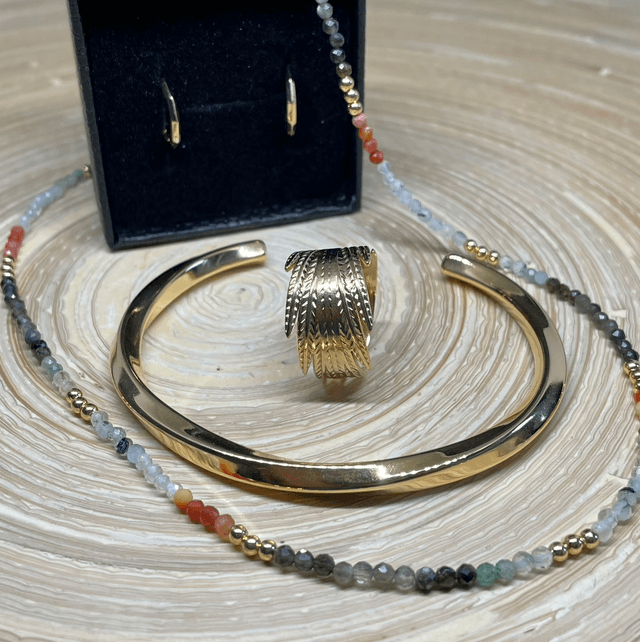 Stainless Steel Twisted Gold Bangle 