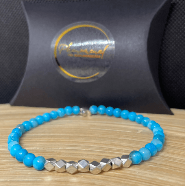 Blue Howlite Signature Stretch Bracelet Silver