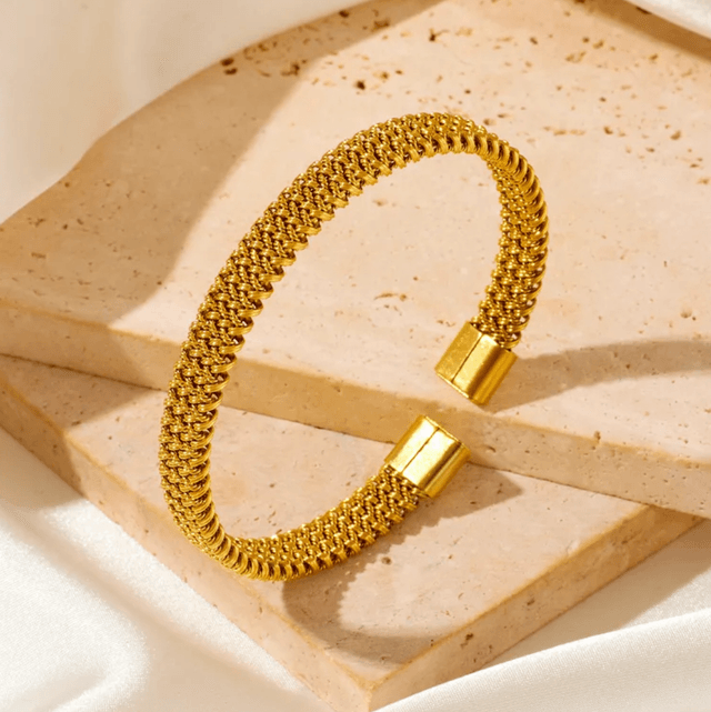 Stainless Steel Vintage Style Woven Bangle 