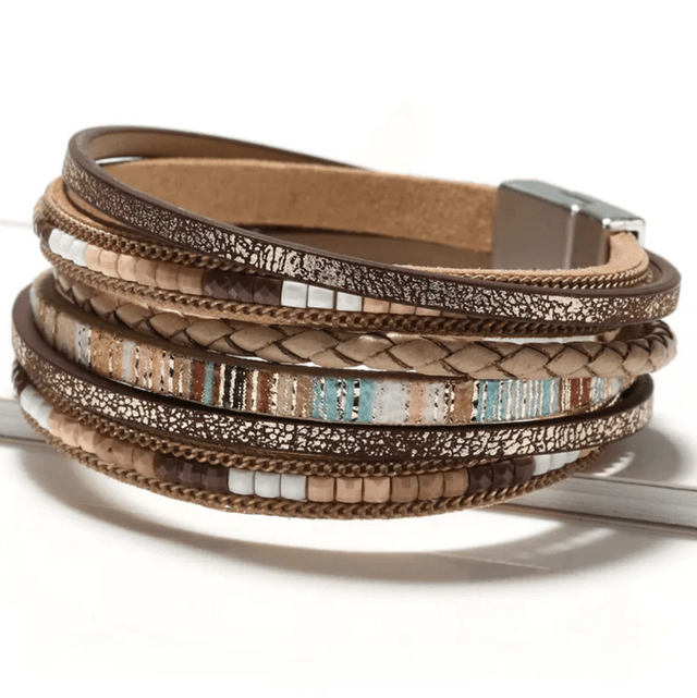 Multi Strand Boho Wrap Bracelet Stone