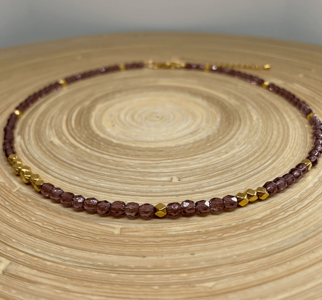 Amethyst Czech Glass Bead Necklace