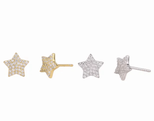 Sparkling Stars Sterling Silver Stud Earrings