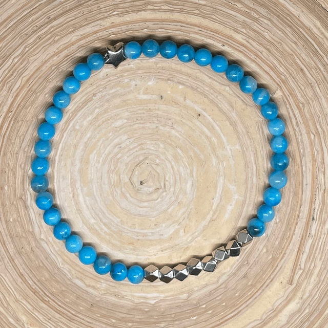 Blue Howlite Signature Stretch Bracelet Silver