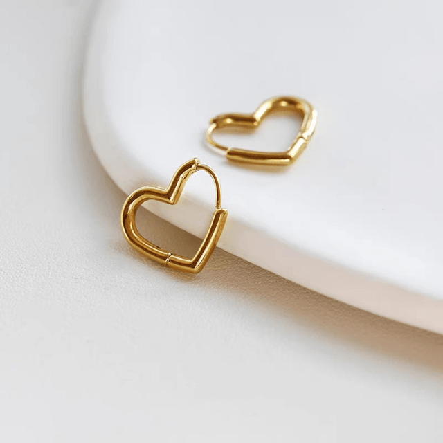Stainless Steel Heart Huggie Earrings