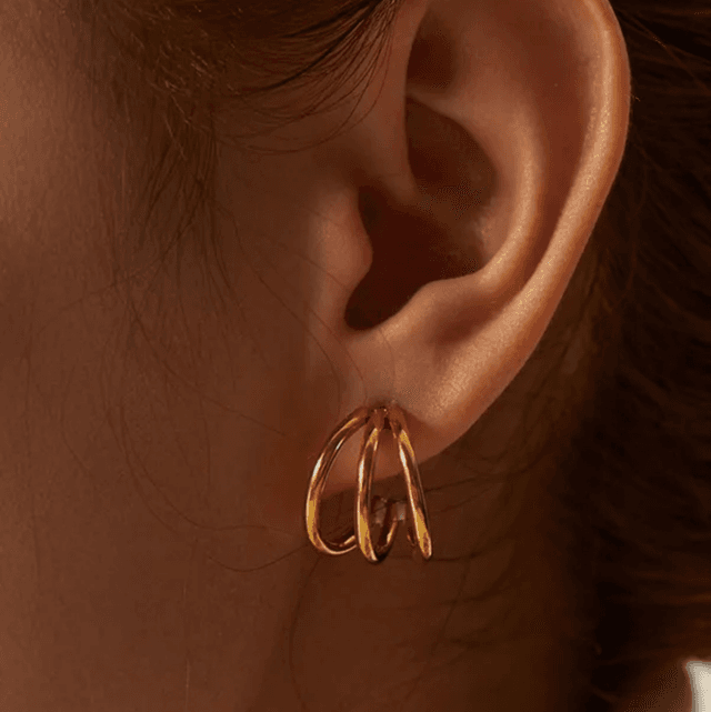 Stainless Steel Triple C Stud Earrings