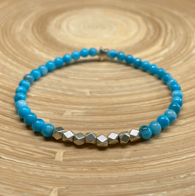 Blue Howlite Signature Stretch Bracelet Silver