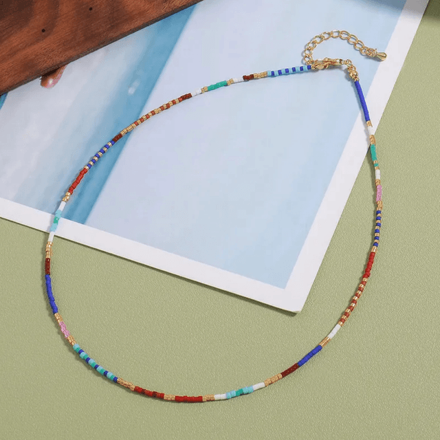 Natural Stone Seed Bead Necklace